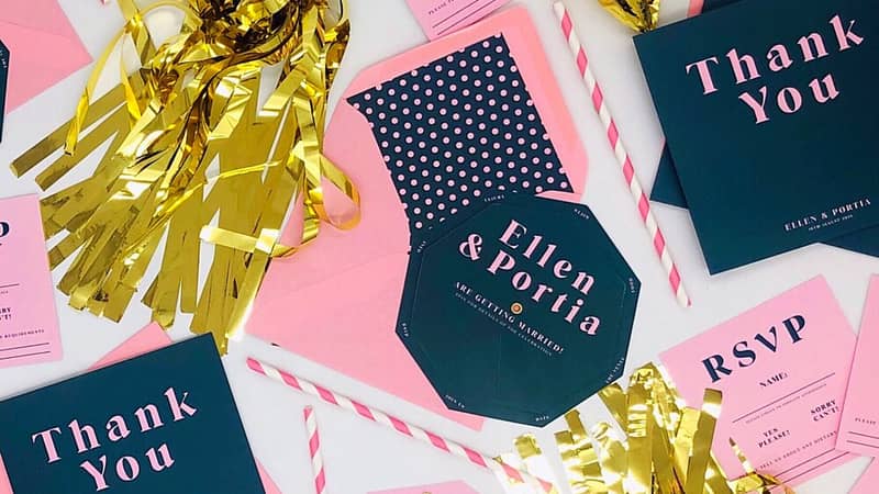 Geometric invite, Save the date, envelope liner and wax seals