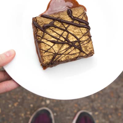 A slice of our amazing vegan brownie