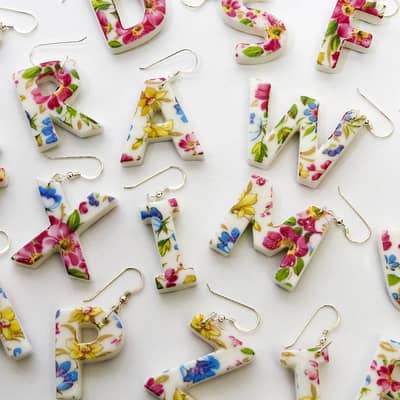 Porcelain Letter Earrings