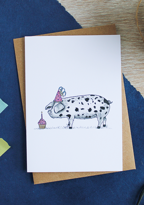 Part Pig Greetings Cards