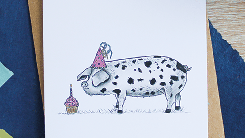 Part Pig Greetings Cards