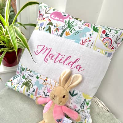 Multi coloured dinosaurcushion