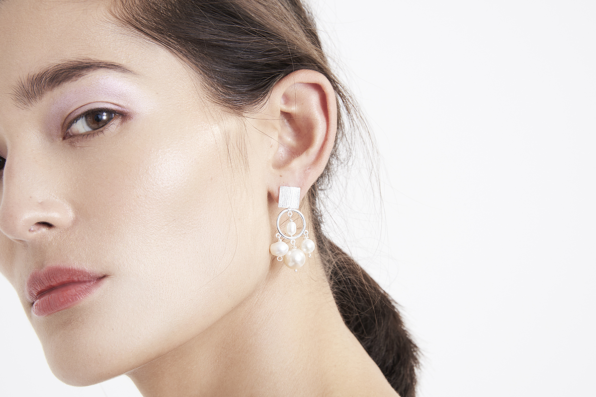Elijah silver earrings with pearls