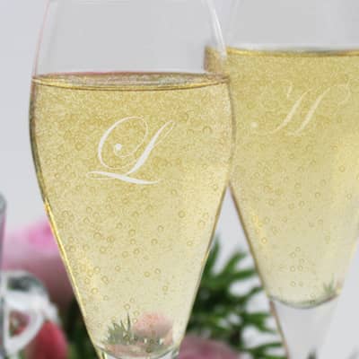 Stemless Initial Champagne Flutes