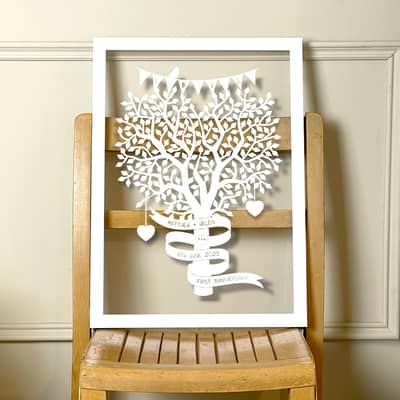 heart tree papercut