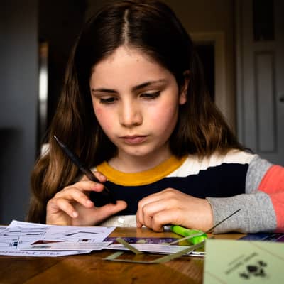 Girl playing puzzle