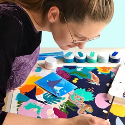 Ruby working on a new animal design!