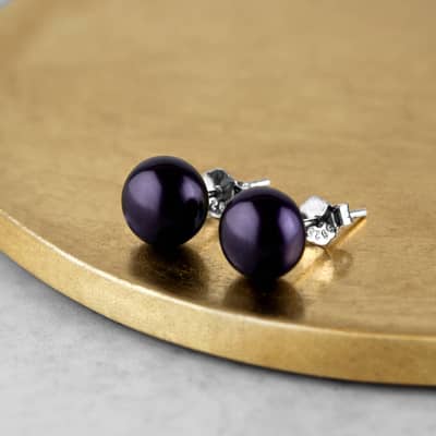 Black Freshwater Pearl Sterling Silver Stud Earrings