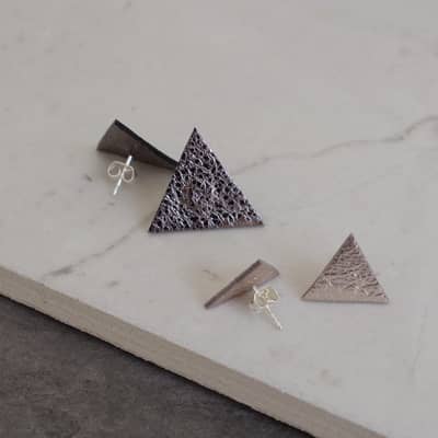 Geometric Triangle Leather Stud Earrings