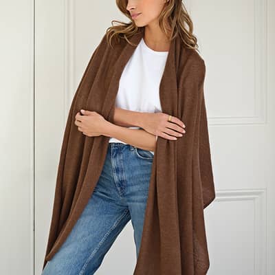 Lola cashmere travel wrap in cocoa brown
