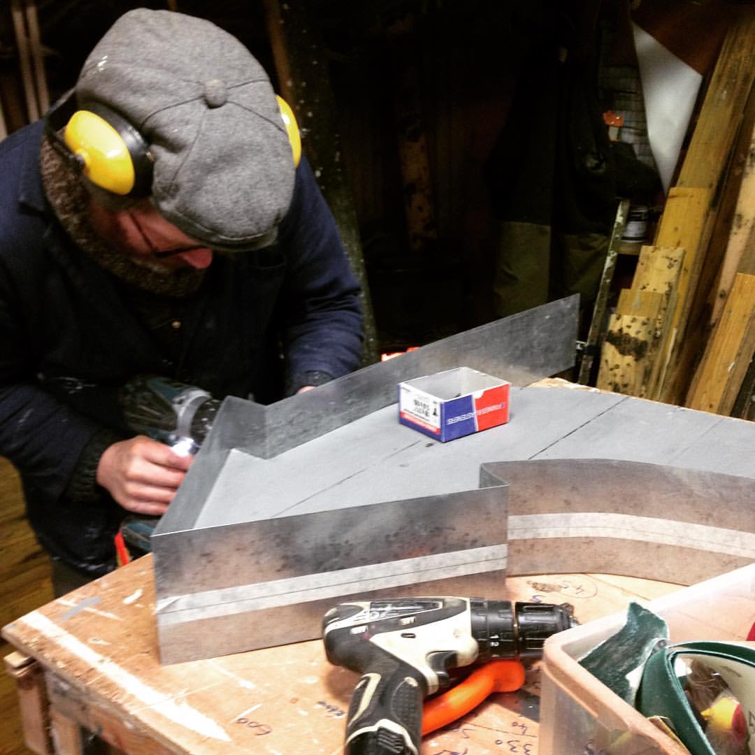 Dusty creating vintage metal signage 