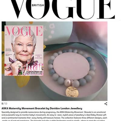 Aska maternity movement bracelet featured in British Vogue