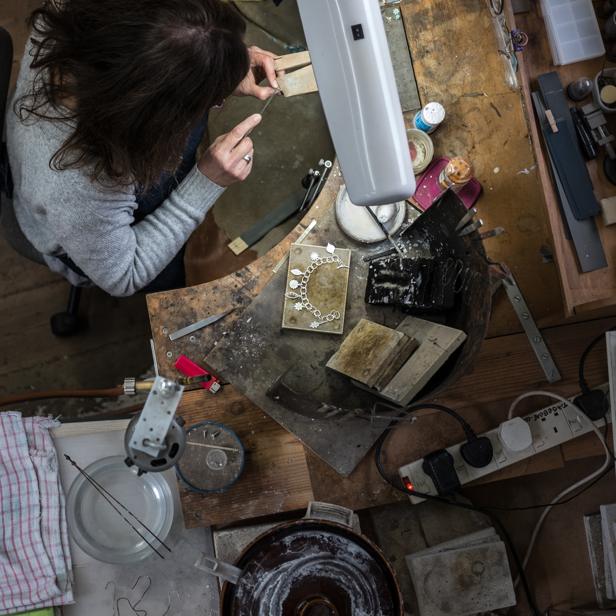 Diana Greenwood at her jewellery bench.