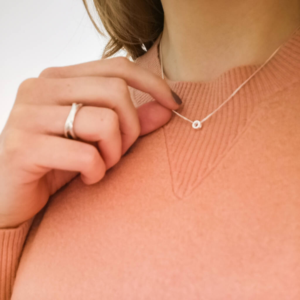 Alice, Founder of My Self-Care Edit wearing the Hug necklace