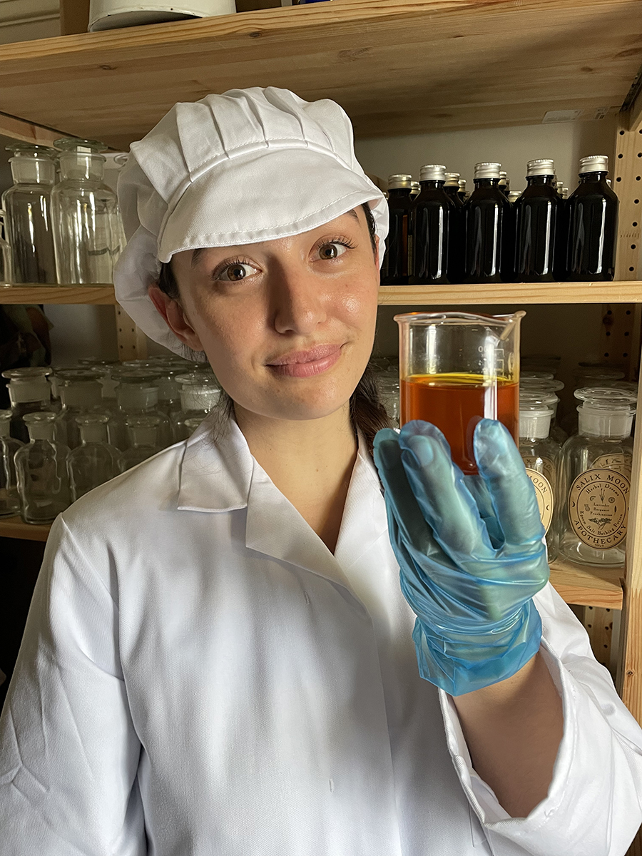 Salix Moon experimenting with oils in her home-studio