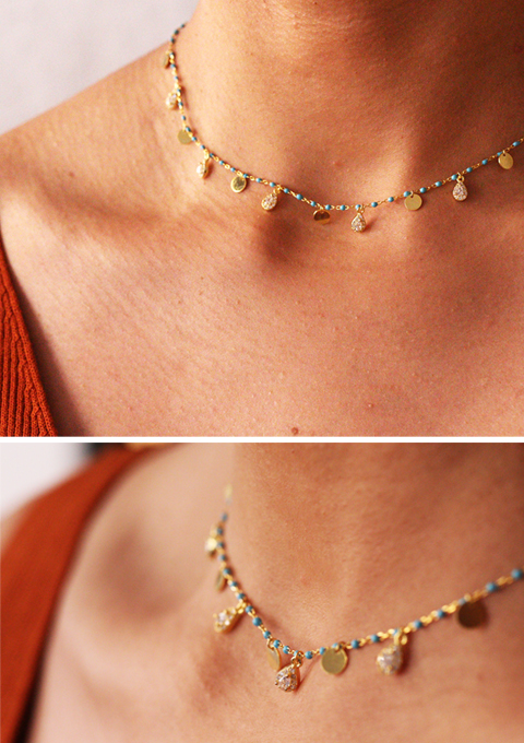 Sterling Silver 18ct Gold Plated Teardrop Charm Necklace