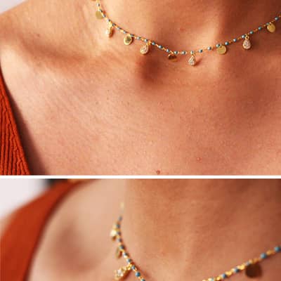 Sterling Silver 18ct Gold Plated Teardrop Charm Necklace