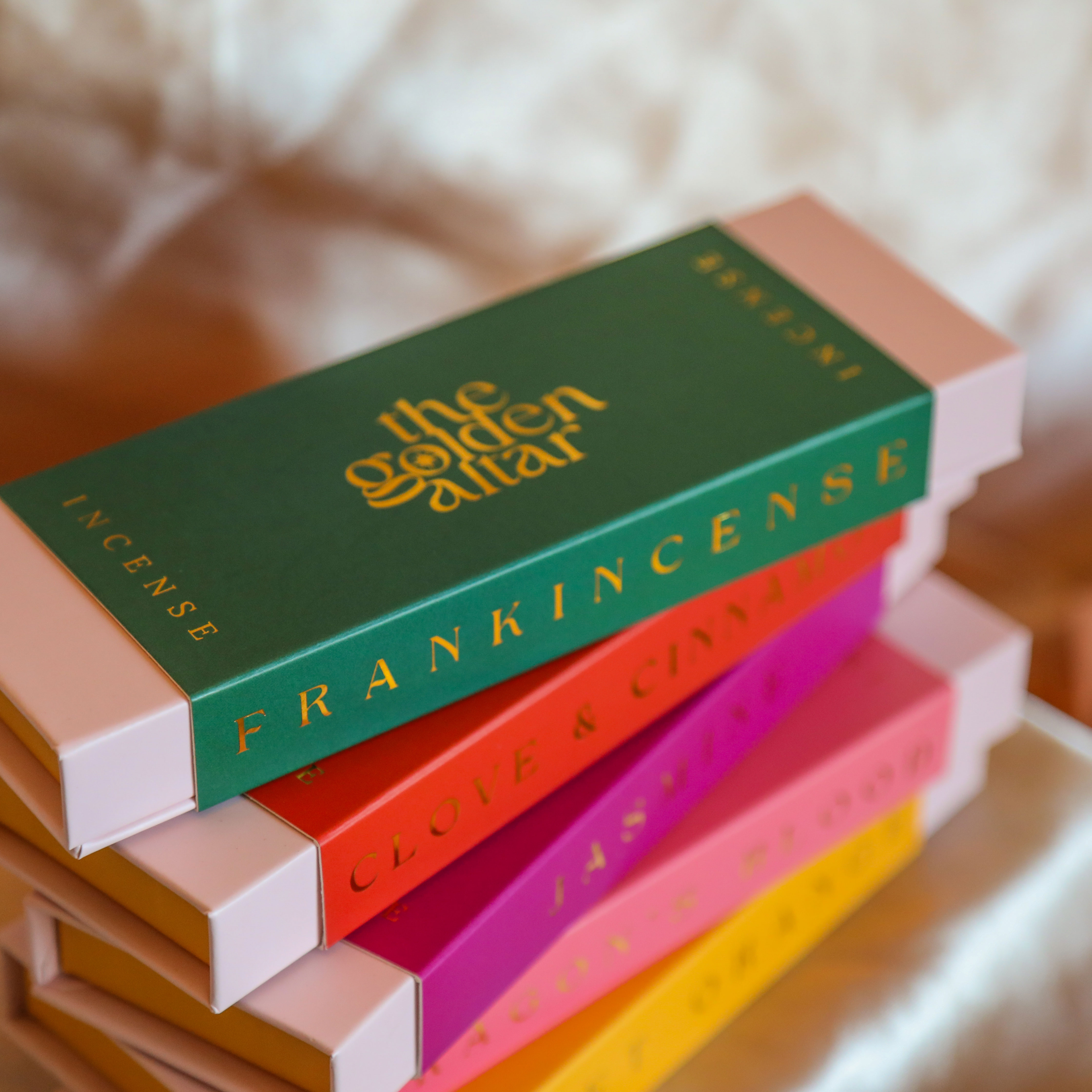 close up of incense boxes