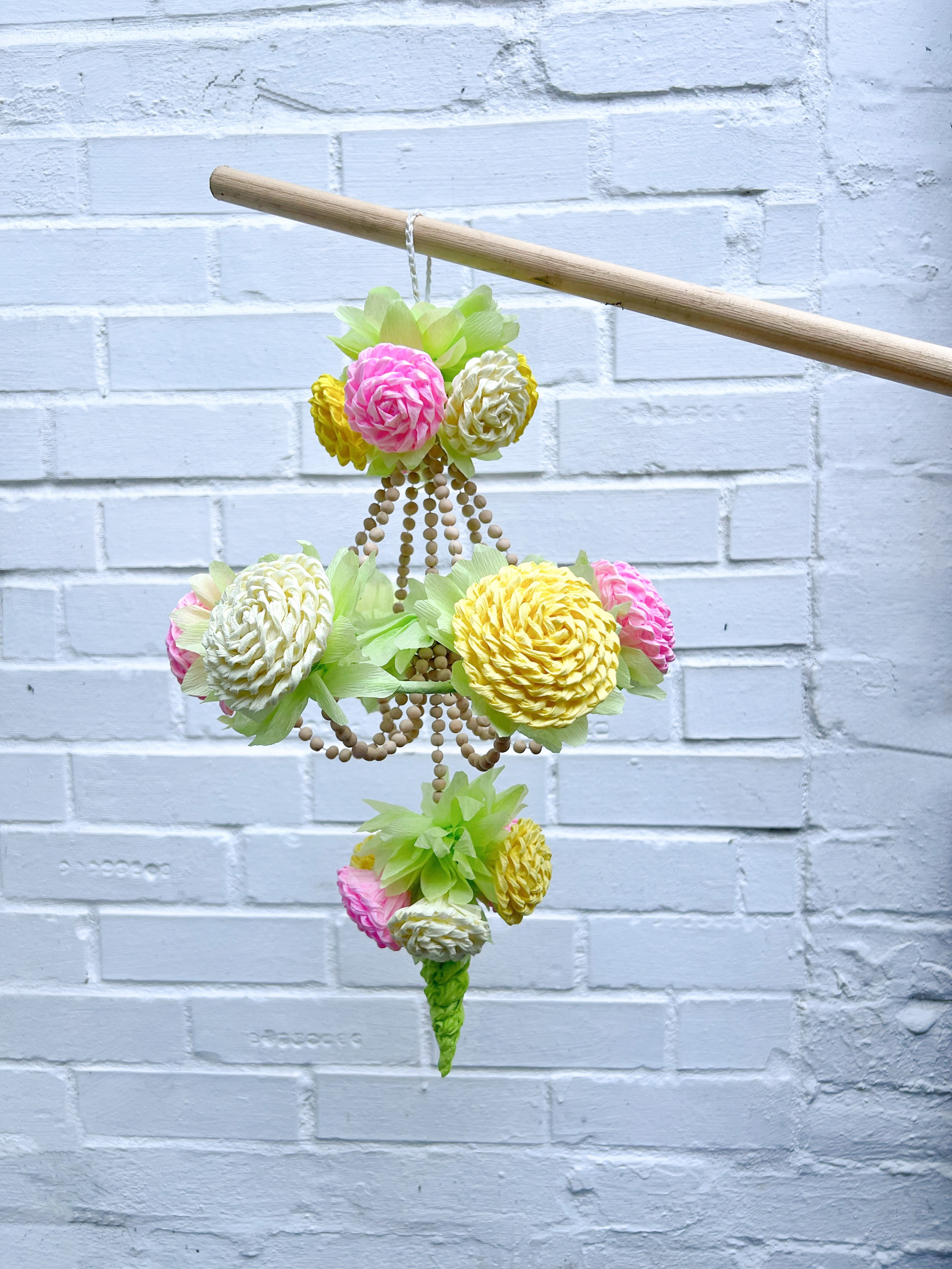 Paper and pea chandelier