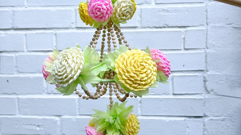 Paper and pea chandelier