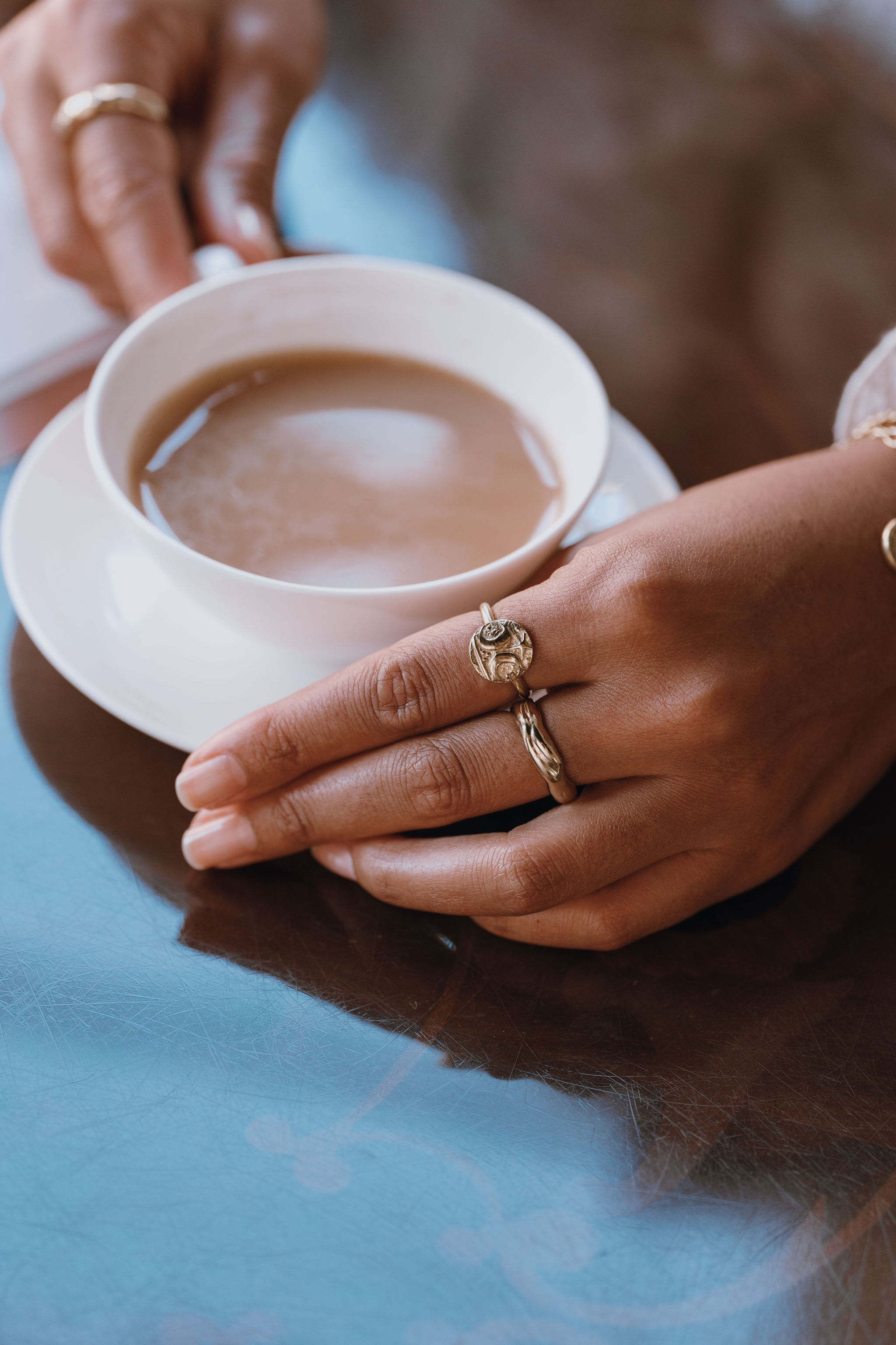 handmade silver and gold teardrop molten pendant necklaces