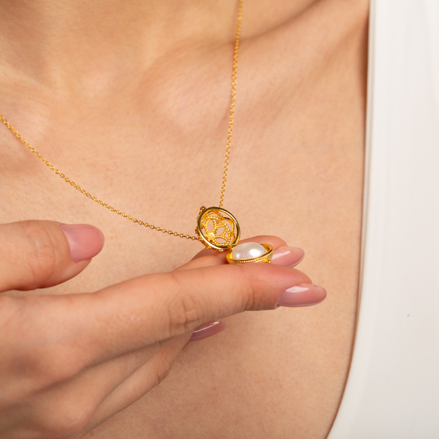 H.AZEEM London Pearl Orb Necklace