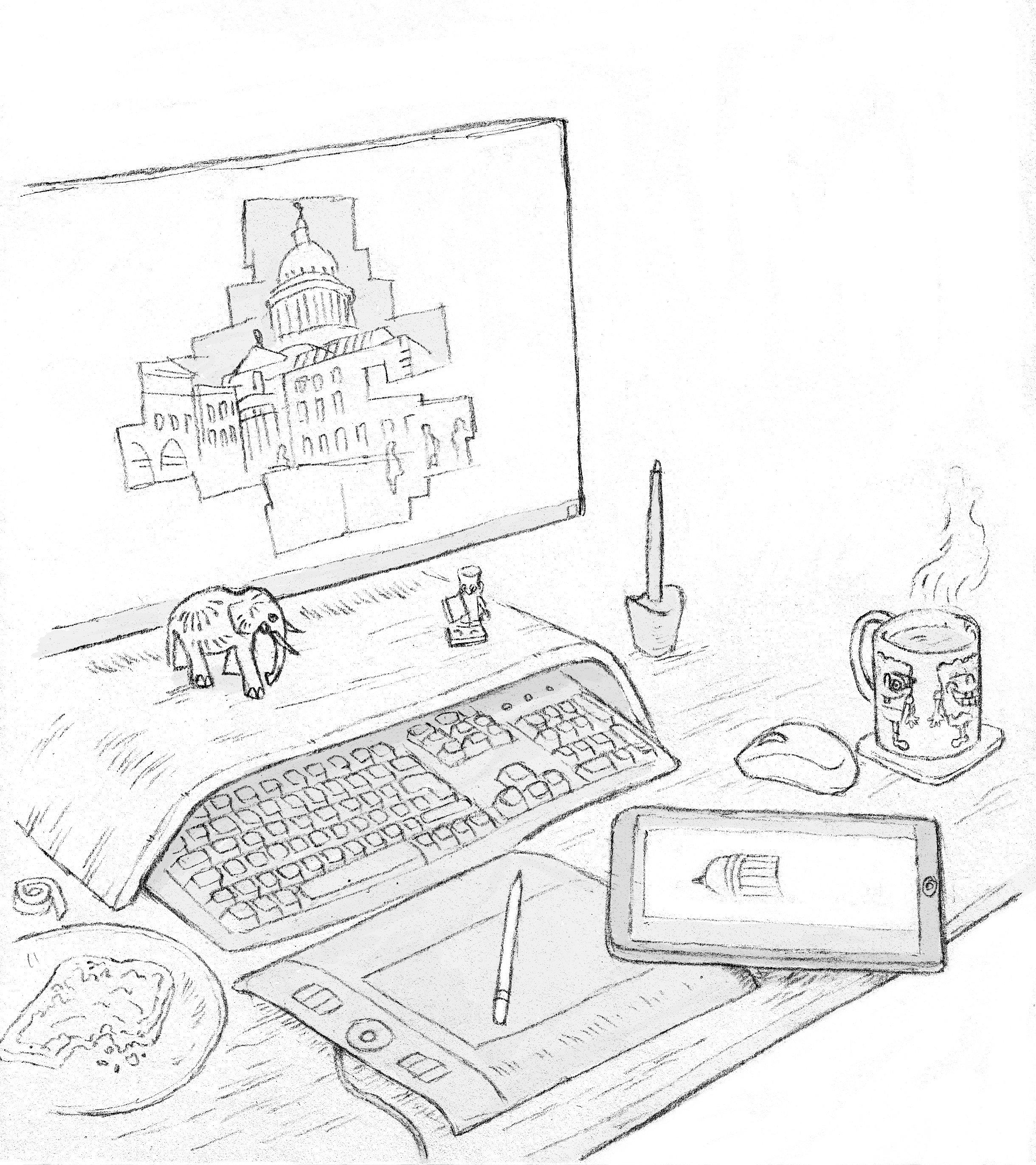 Sketch of work in progress at my desk