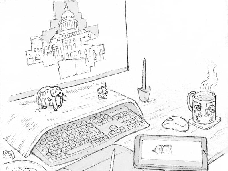 Sketch of work in progress at my desk