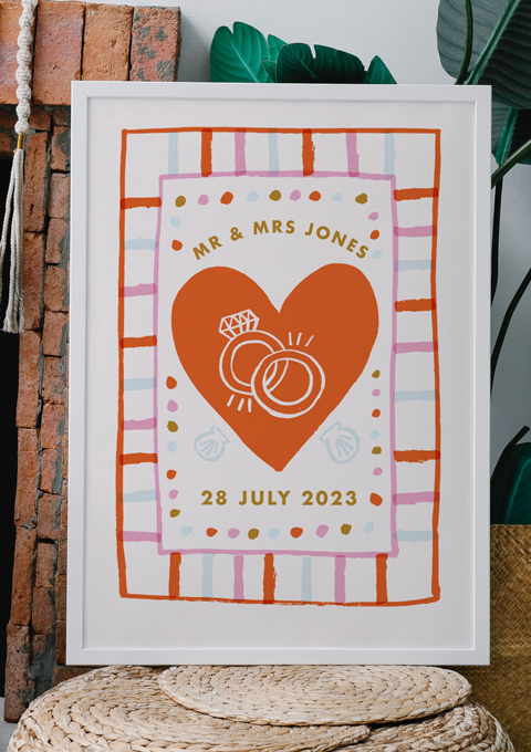 New Custom, Personalised Illustrated Wedding Prints
