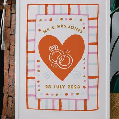 New Custom, Personalised Illustrated Wedding Prints