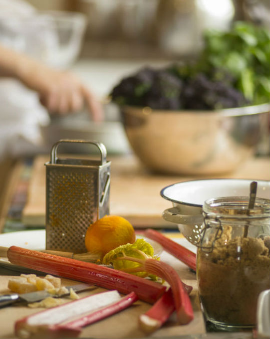 Cooking together in the farmhouse kitchen.