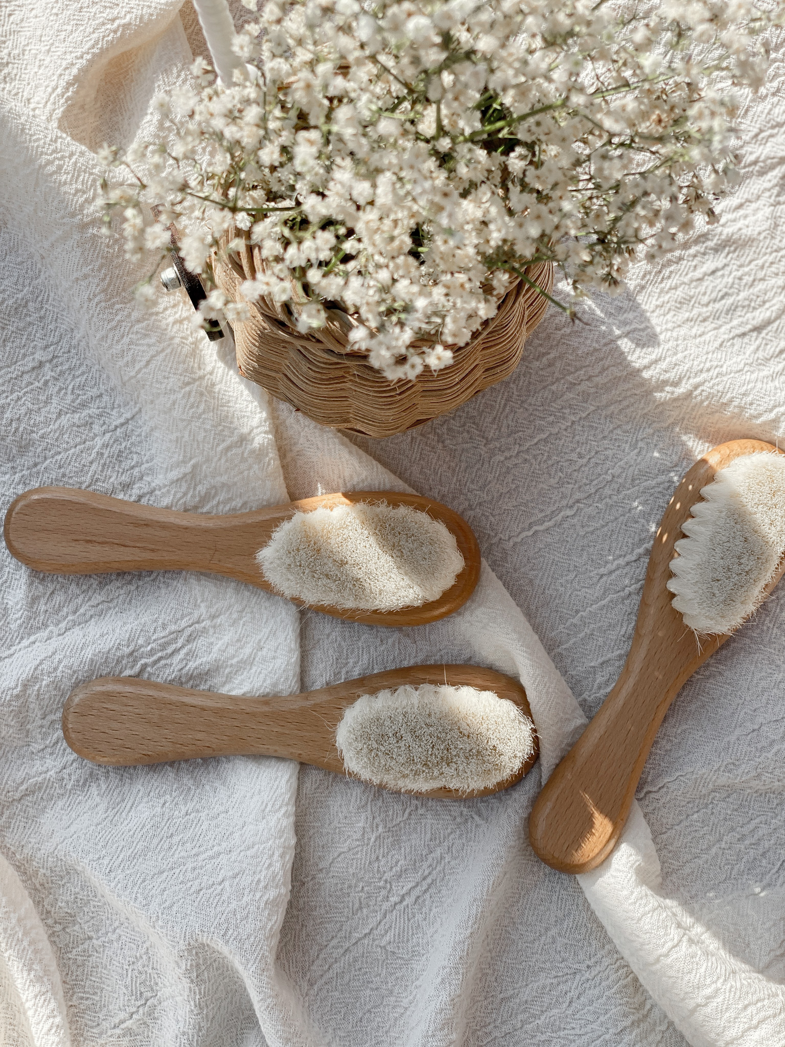 Baby Hair Brush Natural Cradle Cup