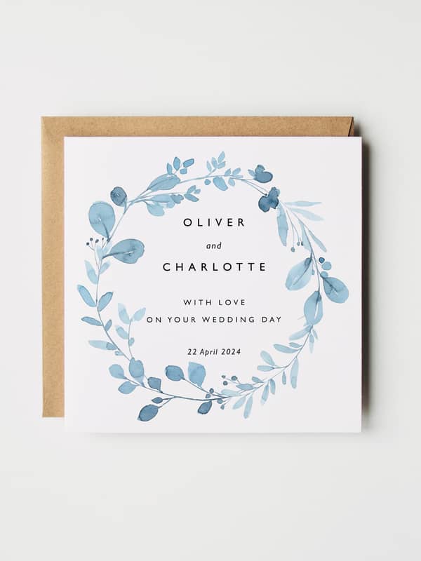 blue floral wedding card