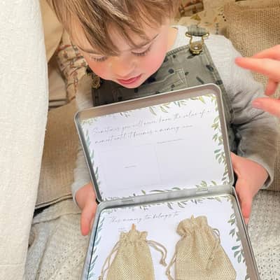 Layne with memory tin