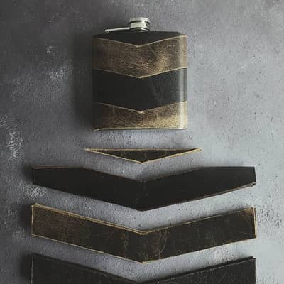 production method for leather hip flask