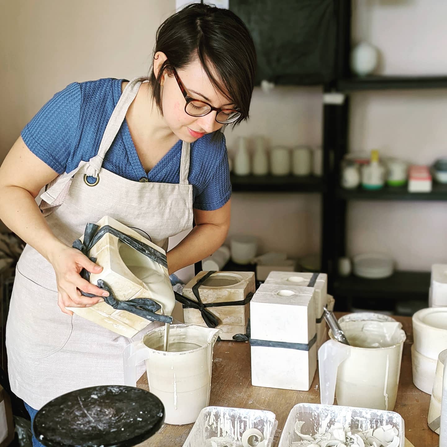 slip casting pottery with plaster moulds