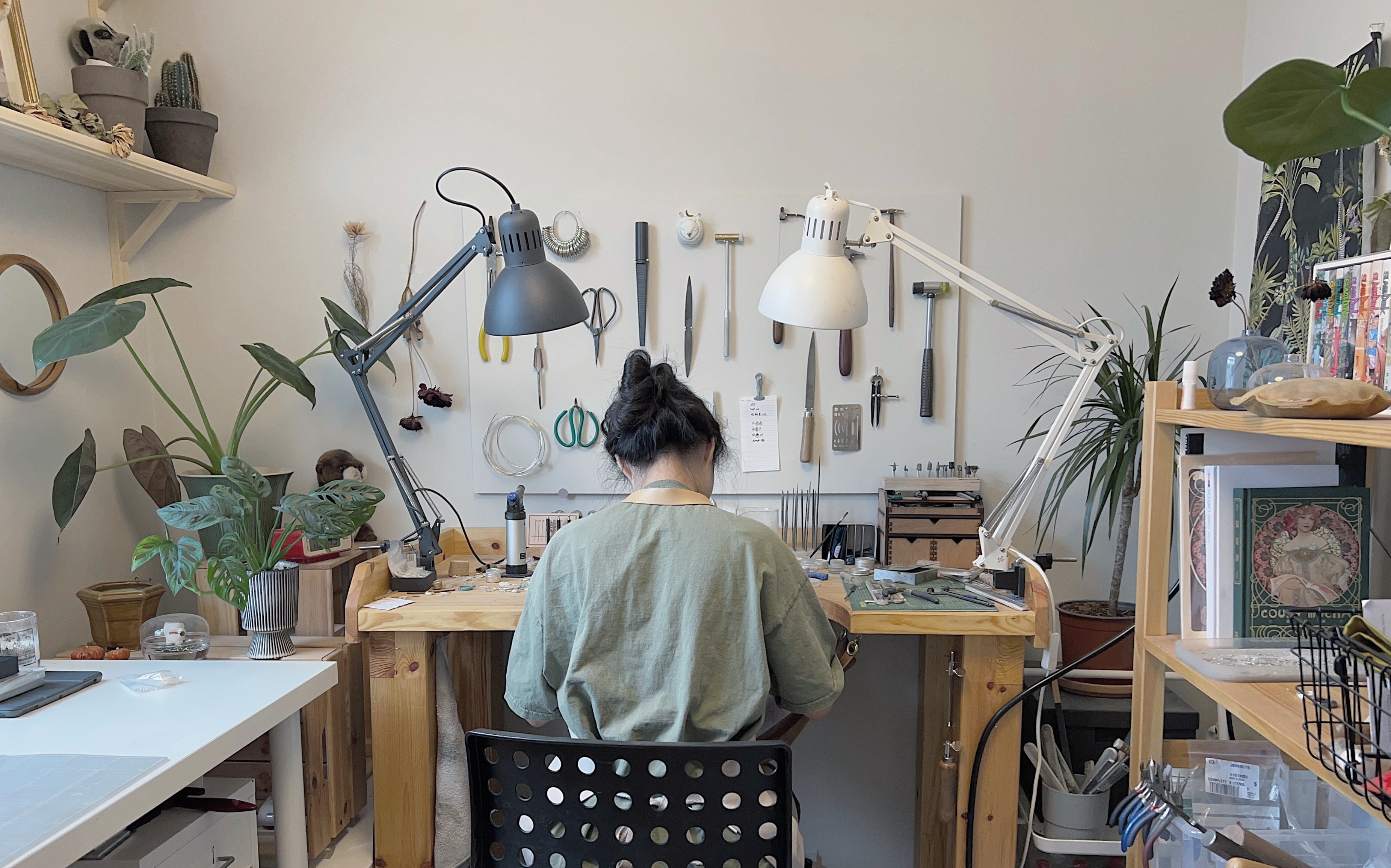 Aisling Chou working in her workshop.
