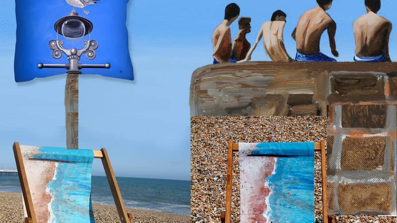 Life's a a Beach Art print deckchairs