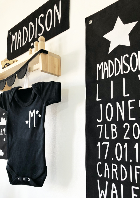 Collection of monochrome nursery products