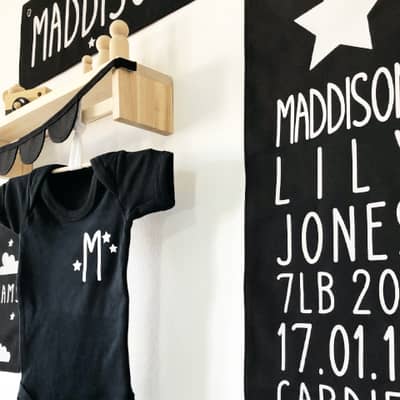 Collection of monochrome nursery products