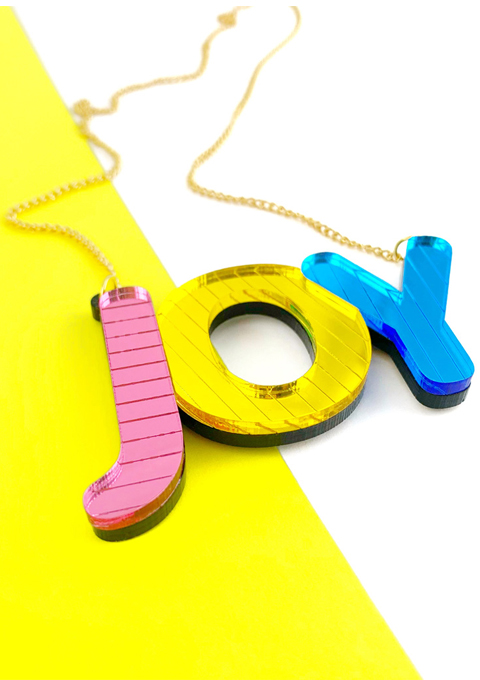 JOY uplifting statement necklace