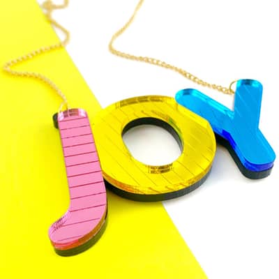 JOY uplifting statement necklace