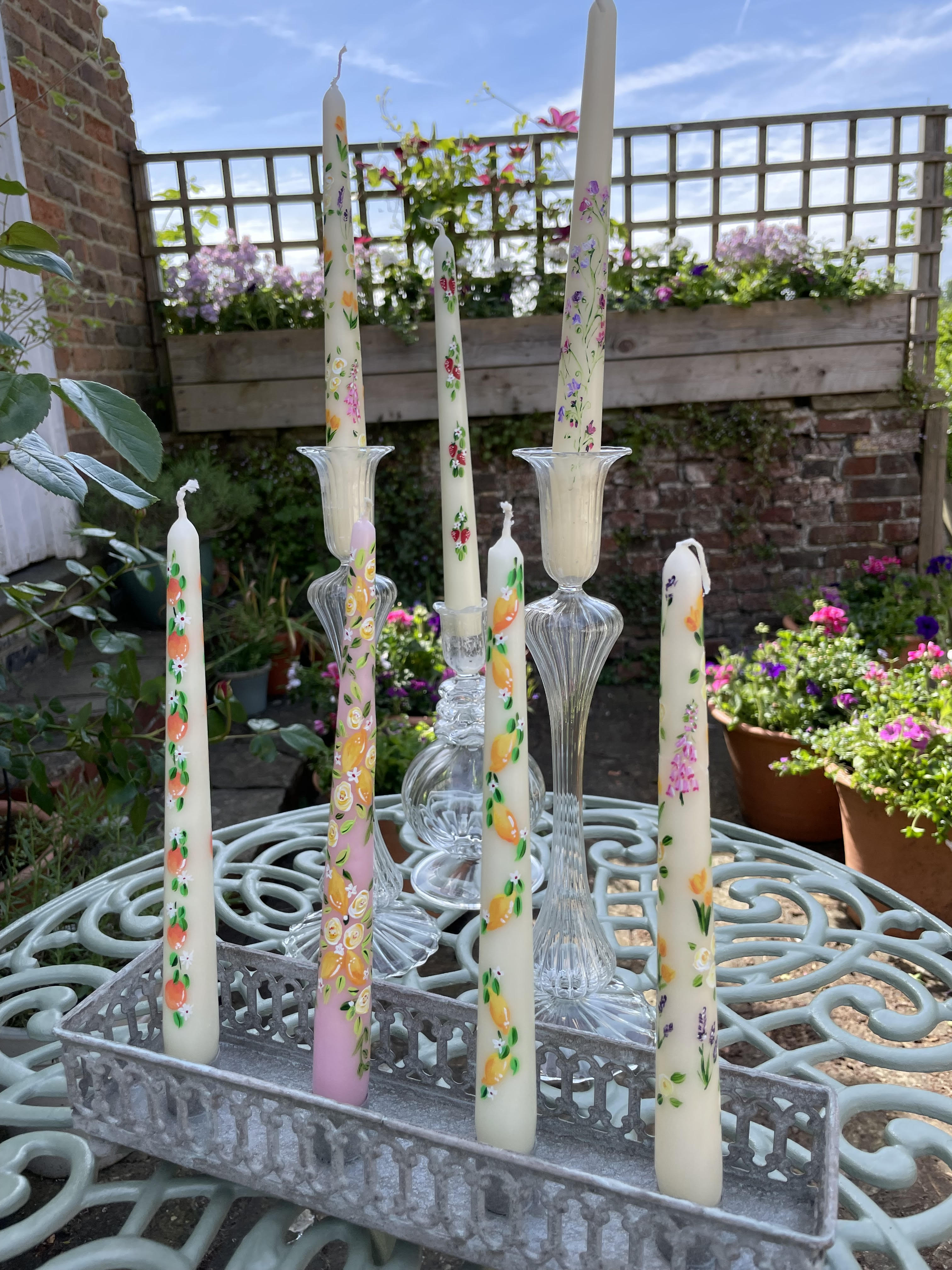 Candles on an outdoor table