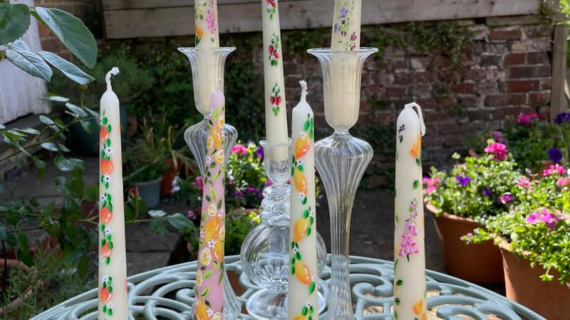 Candles on an outdoor table