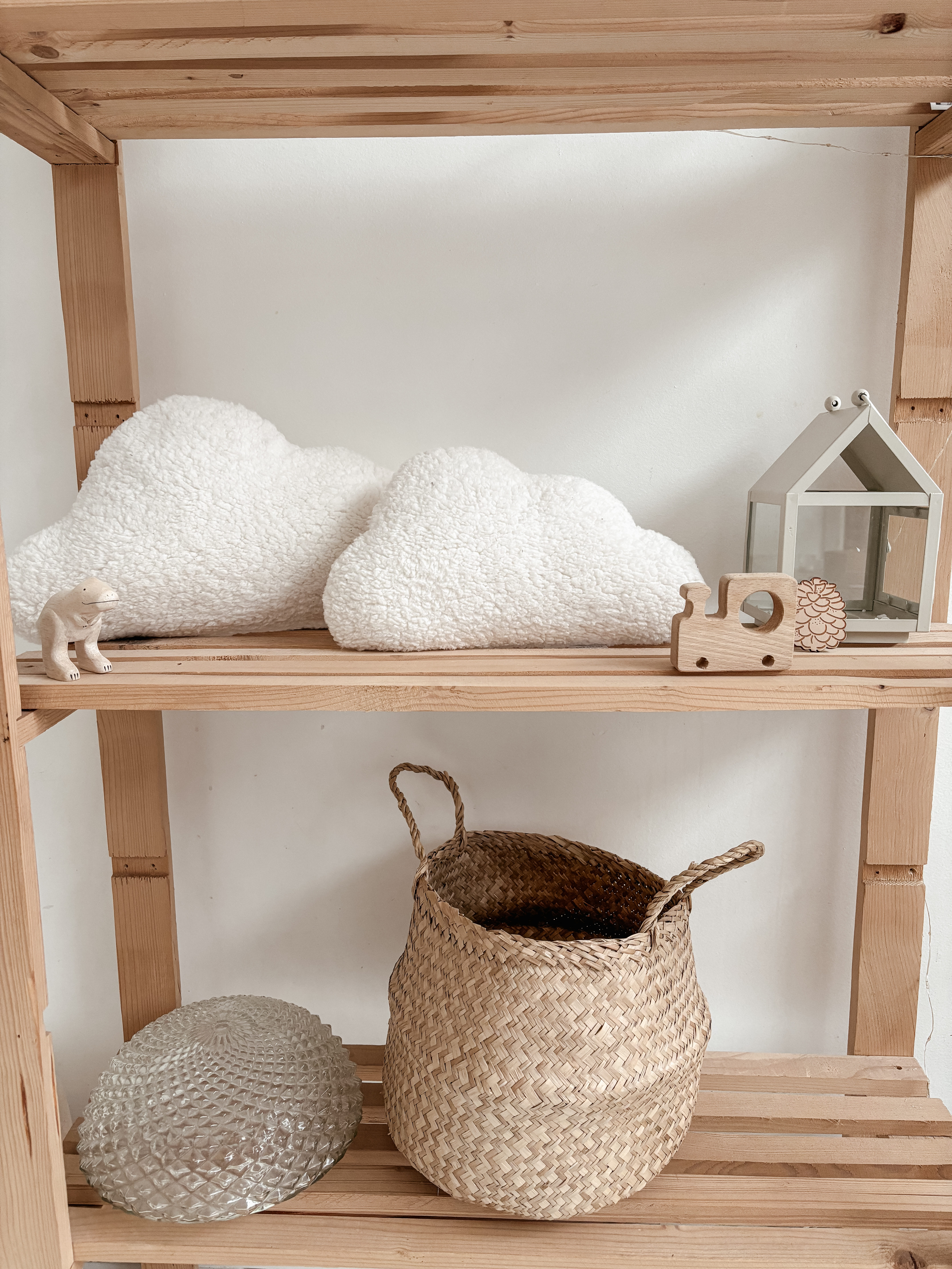 Handmade soft teddy cloud cushion set. Neutral nursery decoration