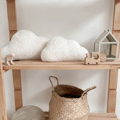 Handmade soft teddy cloud cushion set. Neutral nursery decoration