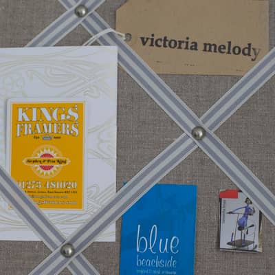 Linen fabric notice board by Kiki Voltaire