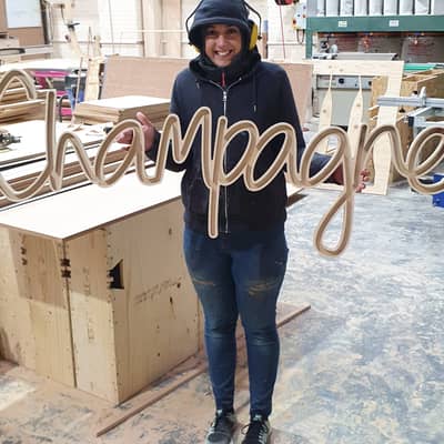 Emma in the workshop