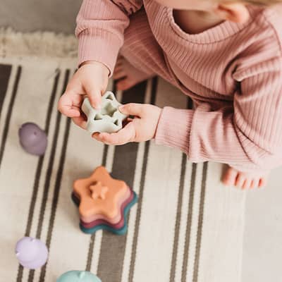 Silicone baby stacking and nesting toys