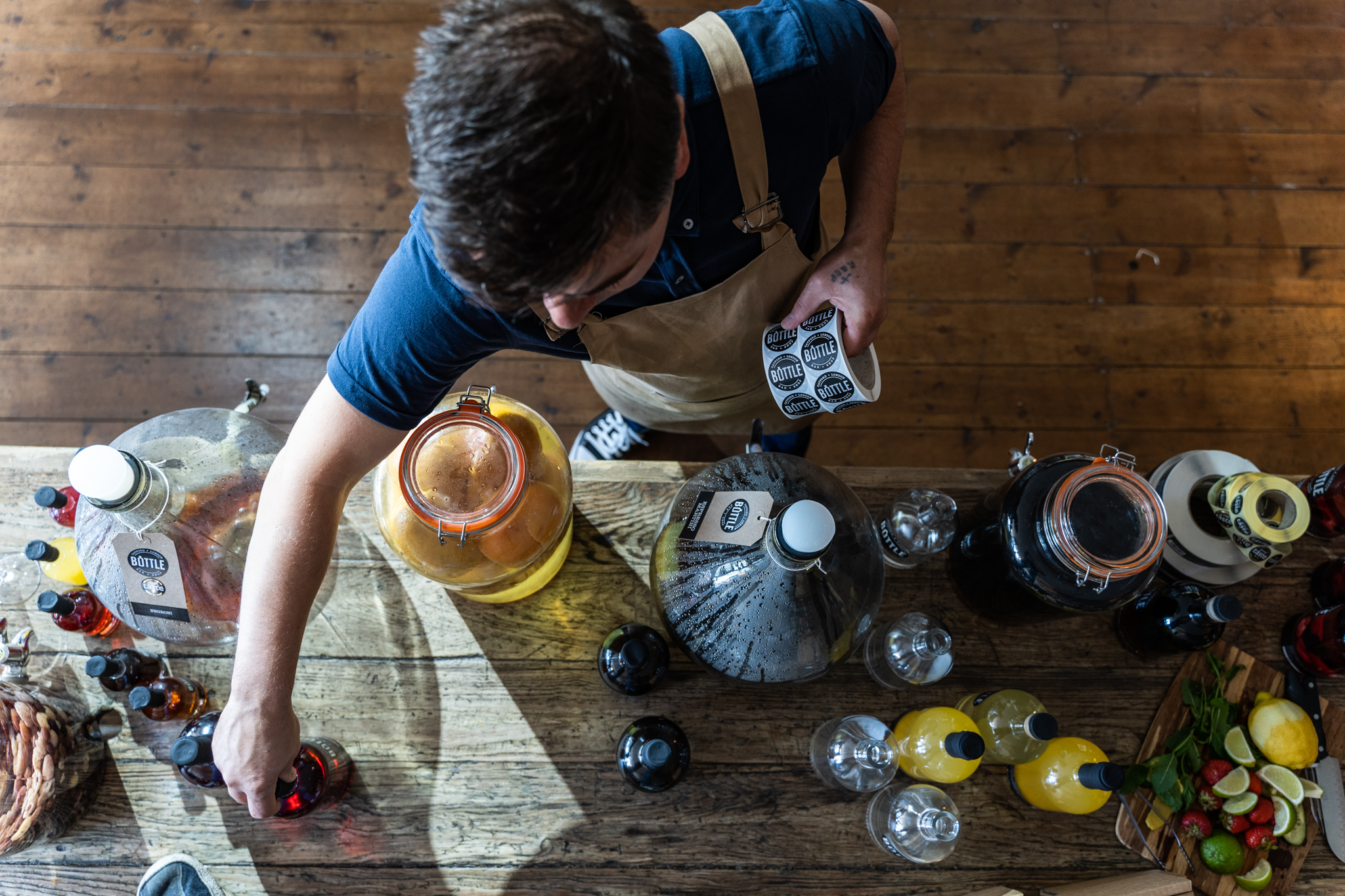 Making our handmade bottled cocktails